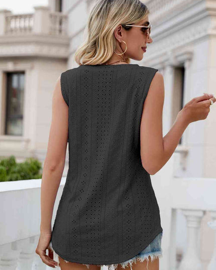 Eyelet V-Neck Tank