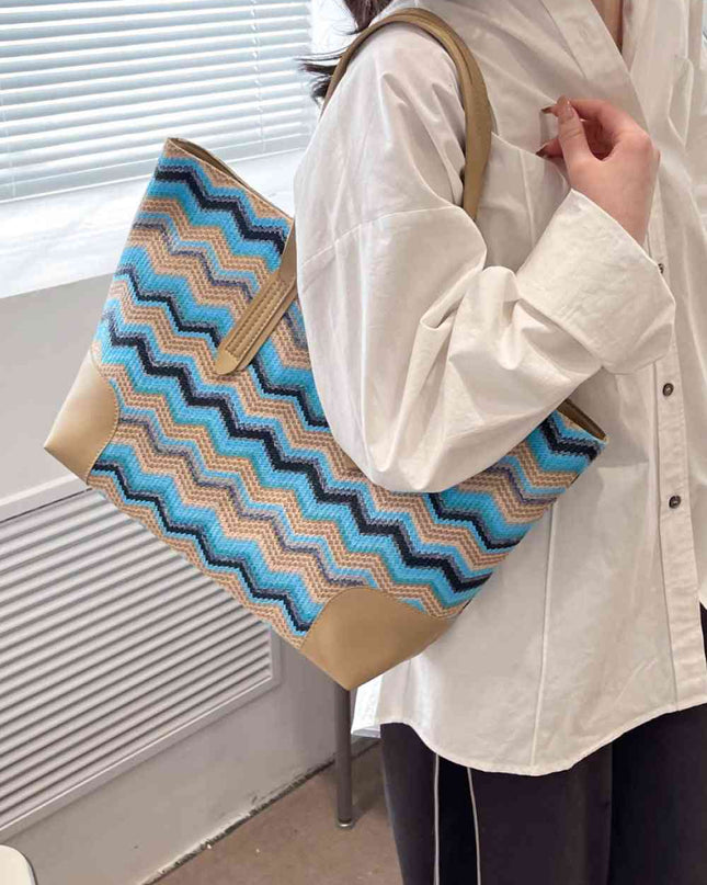 Chevron Straw Tote Bag