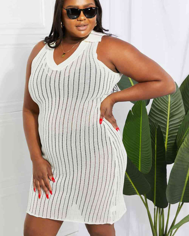Openwork Johnny Collar Cover Up Dress