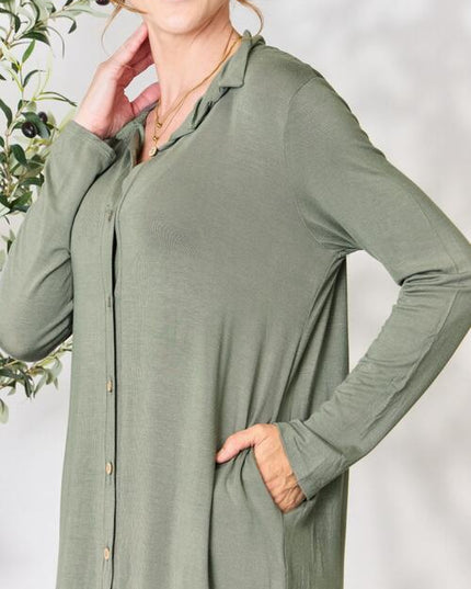 Celeste Full Size Button Down Shirt Dress