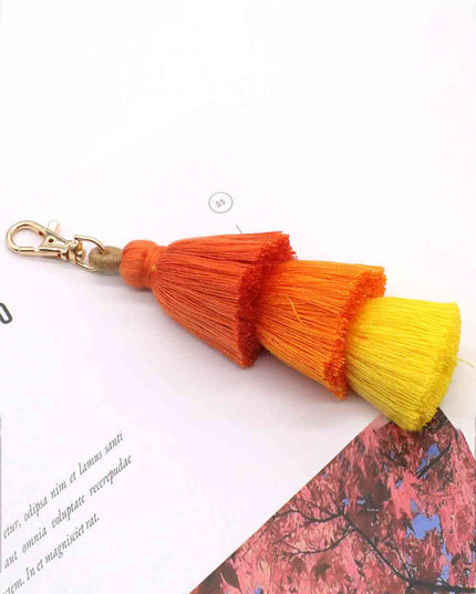 Assorted 4-Pack Multicolored Fringe Keychain
