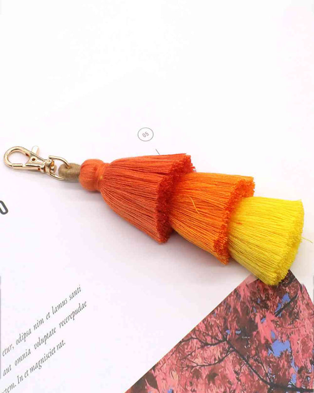 Assorted 4-Pack Multicolored Fringe Keychain