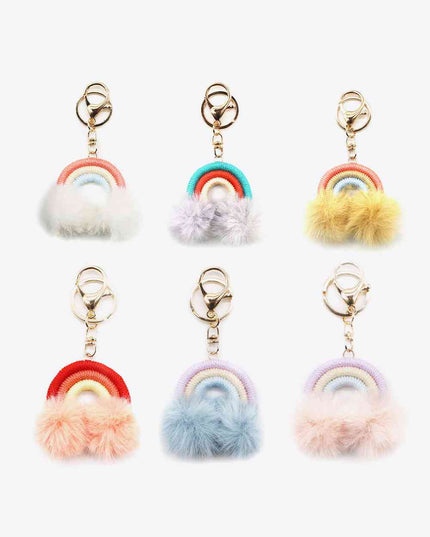 Assorted 4-Pack Rainbow Pom Pom Keychain