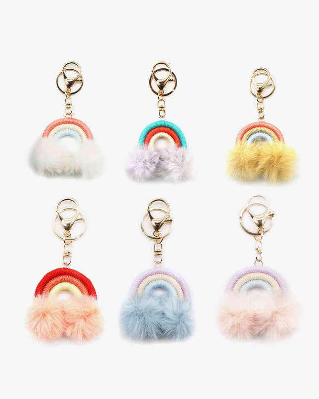Assorted 4-Pack Rainbow Pom Pom Keychain