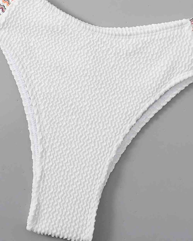 Contrast Textured High Cut Swim Set