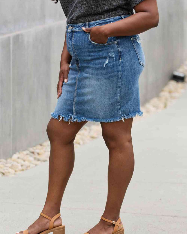 RISEN Amelia Full Size Denim Mini Skirt