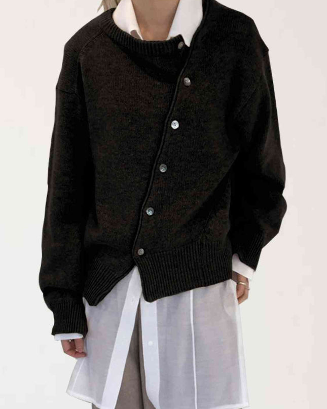 Dropped Shoulder Buttoned Cardigan