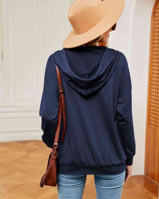 Quarter-Snap Drawstring Hoodie