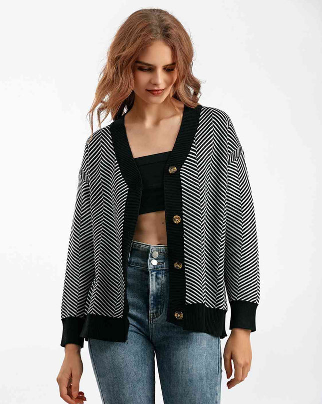 Button Down V-Neck Cardigan