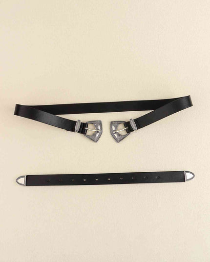 Double Buckle PU Leather Belt