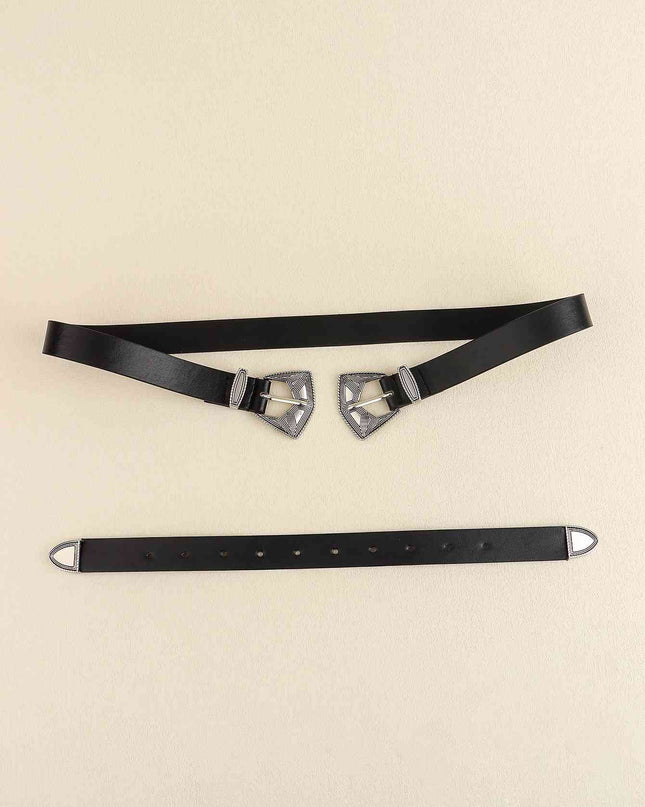 Double Buckle PU Leather Belt