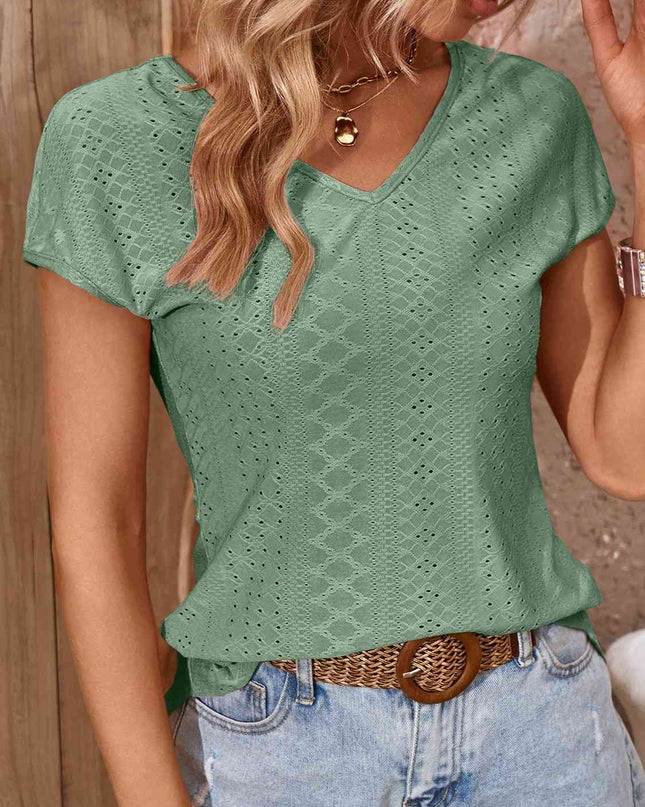Twisted Open Back Eyelet Top