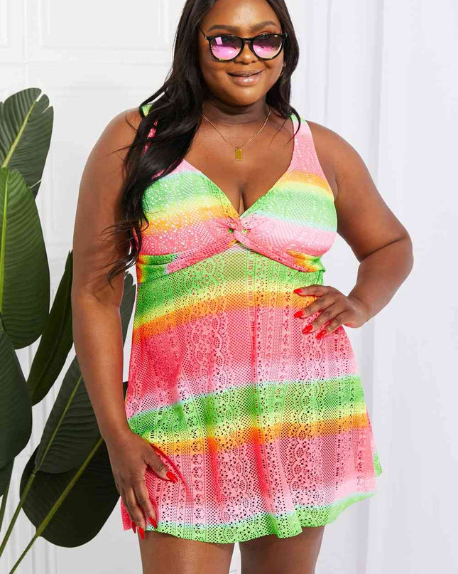 Full Size Twist Front Sleeveless Swim Dress