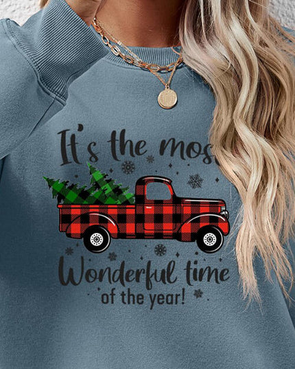 Graphic Round Neck Long Sleeve Sweatshirt