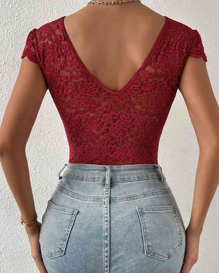 Lace Trim V-Neck Bodysuit