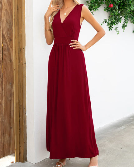 Surplice Neck Sleeveless Maxi Dress