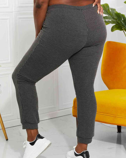 Blumin Apparel Full Size Easy Living Ribbed Joggers