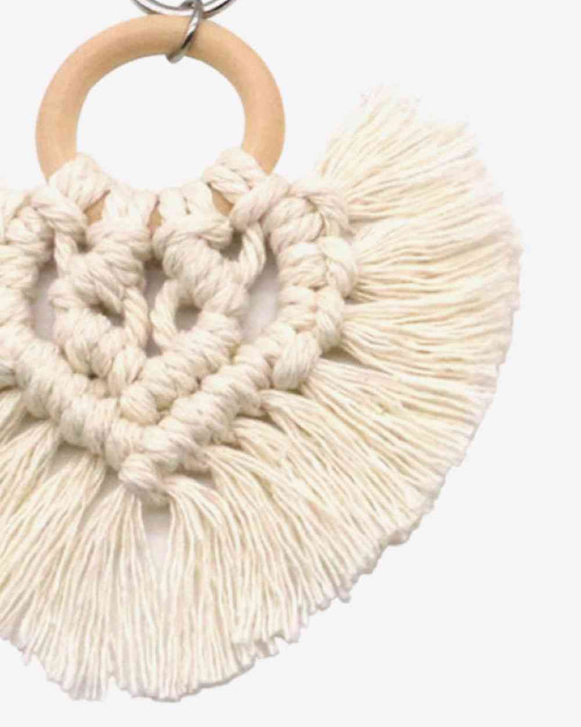 Assorted 4-Pack Heart-Shaped Macrame Fringe Keychain