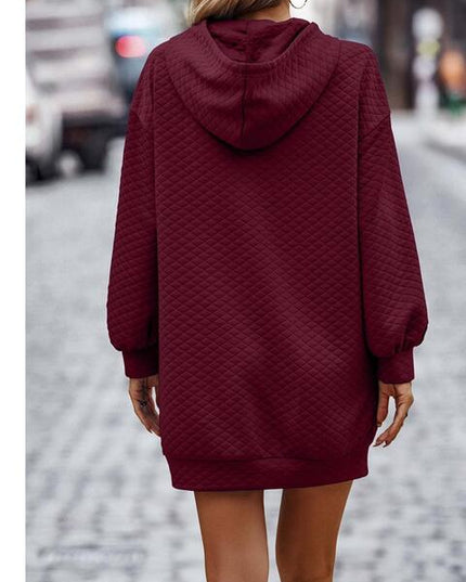 Textured Drawstring Tunic Hoodie