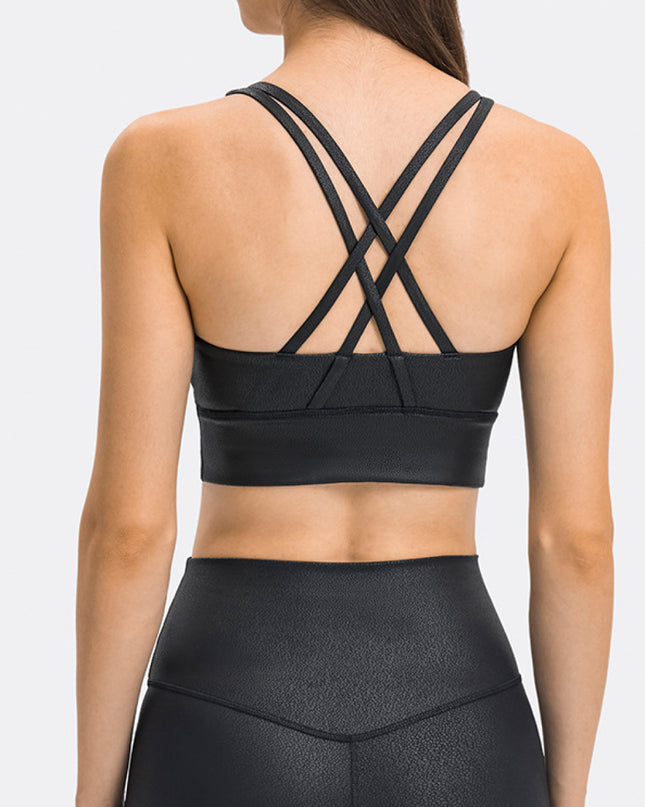 Crisscross Strappy Back Sports Bra