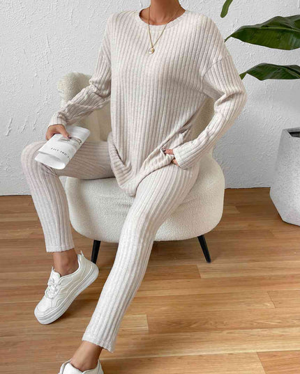Ribbed Top and Pants Lounge Set