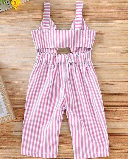 Kids Striped Cutout Sleeveless Jumpsuit
