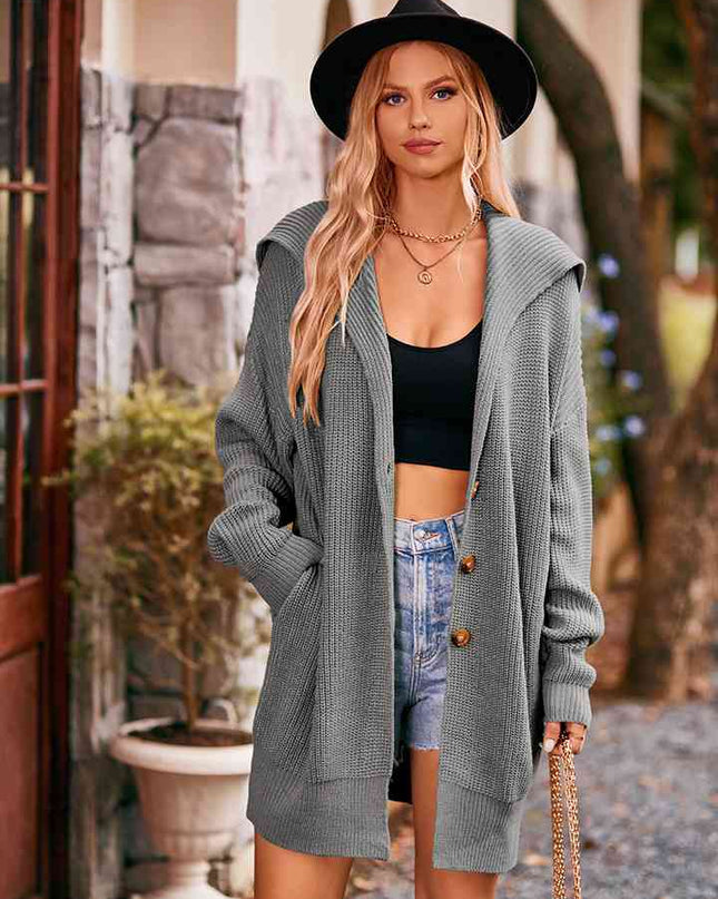 Dropped Shoulder Long Sleeve Cardigan