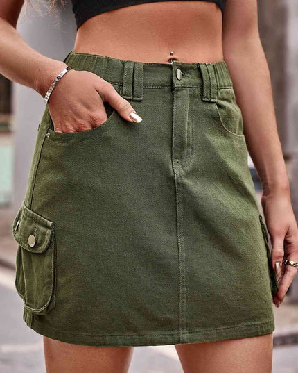 Denim Mini Skirt with Pockets