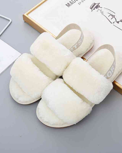 Faux Fur Open Toe Slippers