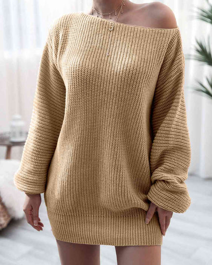 Rib-Knit Mini Sweater Dress