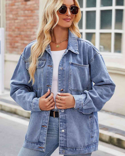 Button Up Denim Jacket with Pockets