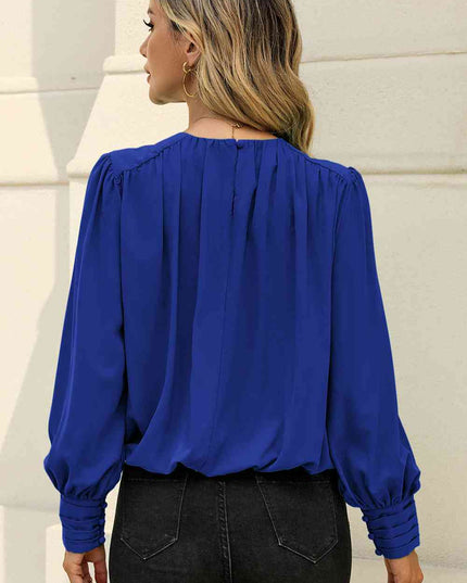 Round Neck Puff Sleeve Blouse