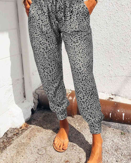 Leopard Pocketed Long Pants