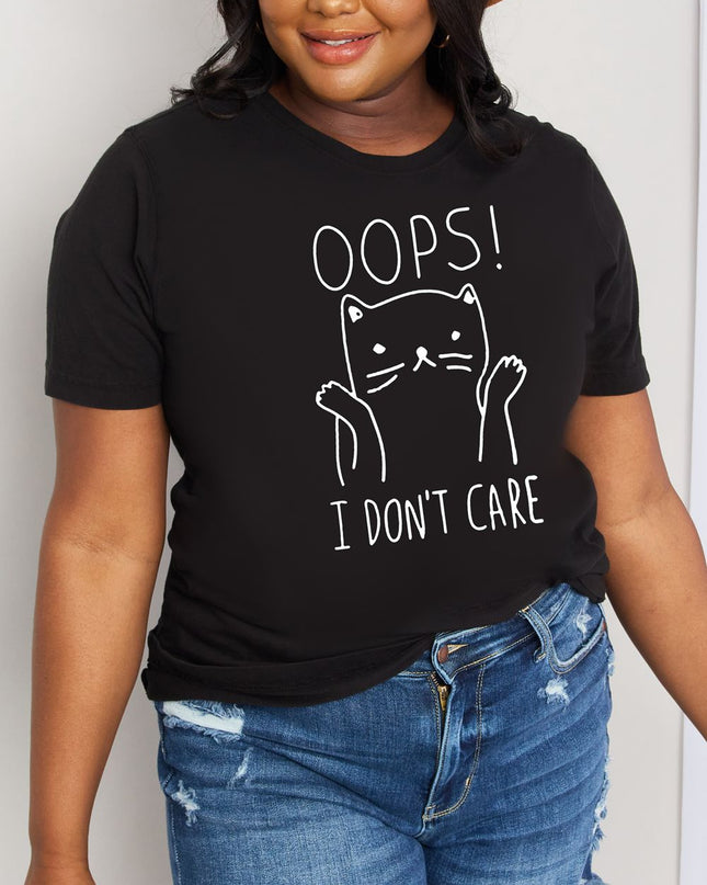 Simply Love Full Size OOPS I DON’T CARE Graphic Cotton Tee