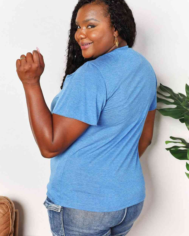 Double Take Ruched V-Neck Short Sleeve T-Shirt