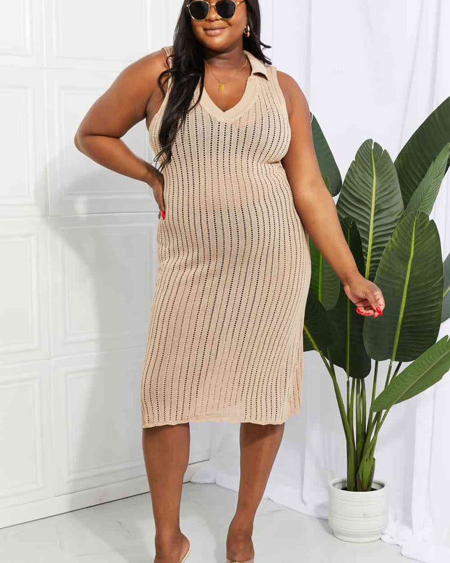 Openwork Johnny Collar Cover Up Dress