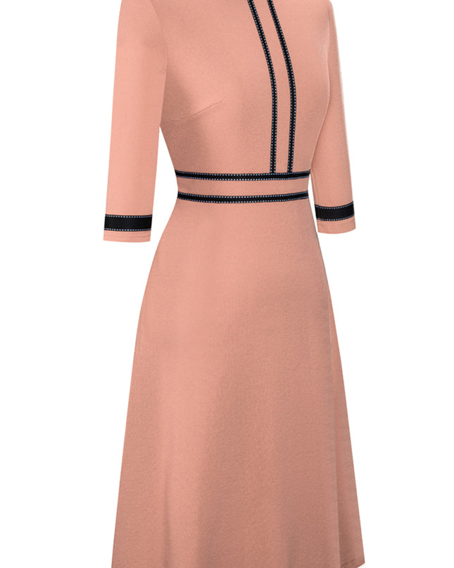 Round Neck Three-Quater Sleeve Dress