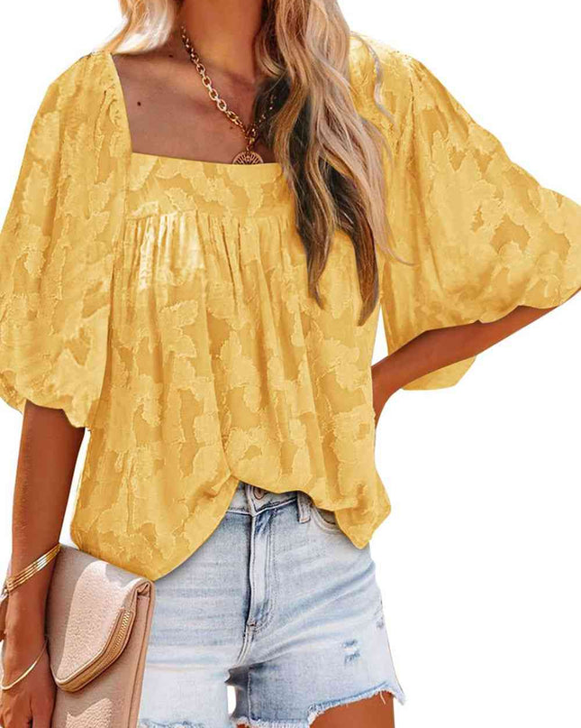 Square Neck Puff Sleeve Blouse