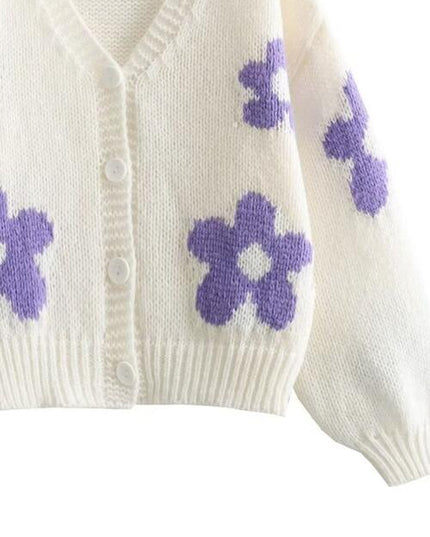 Floral Button Up V-Neck Cardigan