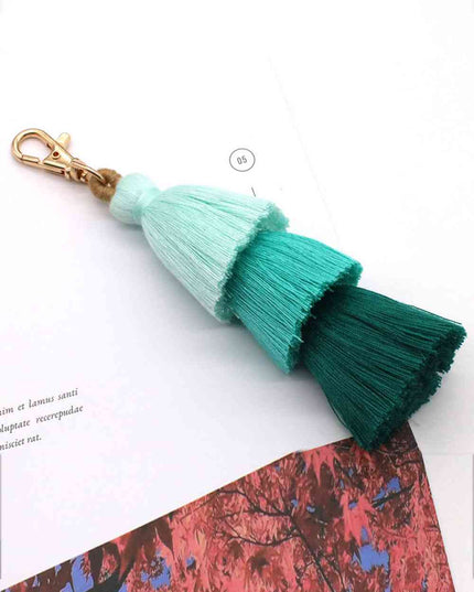 Assorted 4-Pack Multicolored Fringe Keychain