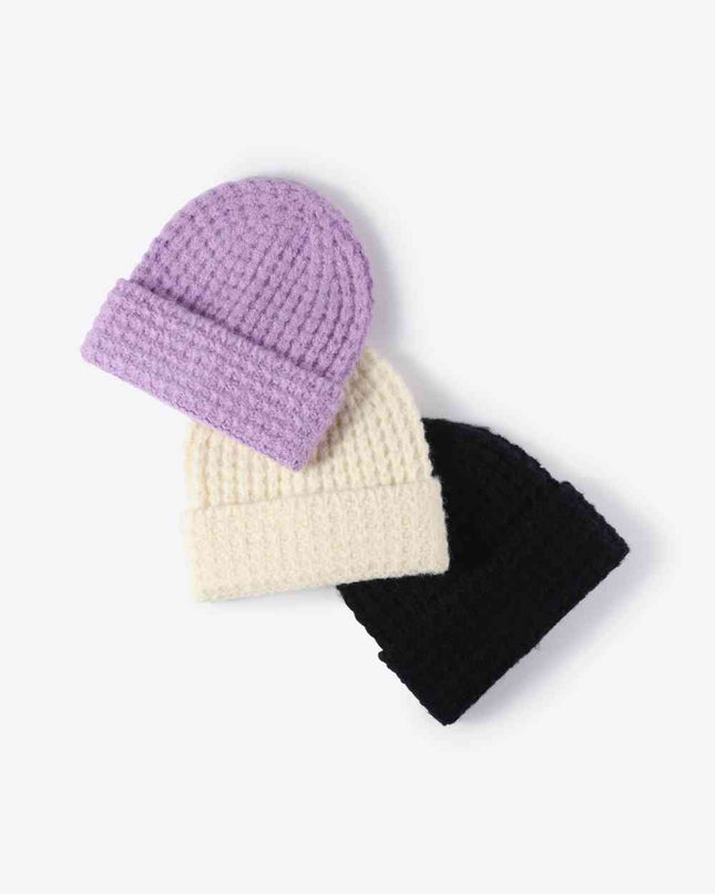 Waffle-Knit Cuff Beanie