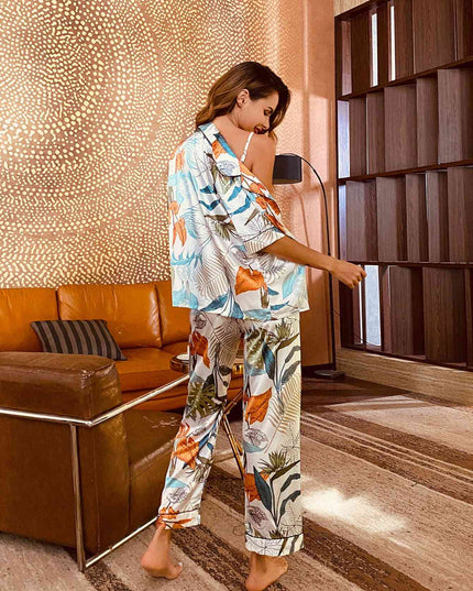 Printed Cami, Shirt, and Pants Lounge Set
