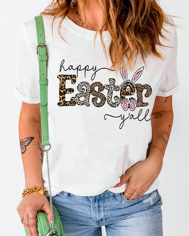 HAPPY EASTER Y'ALL Graphic Round Neck Tee