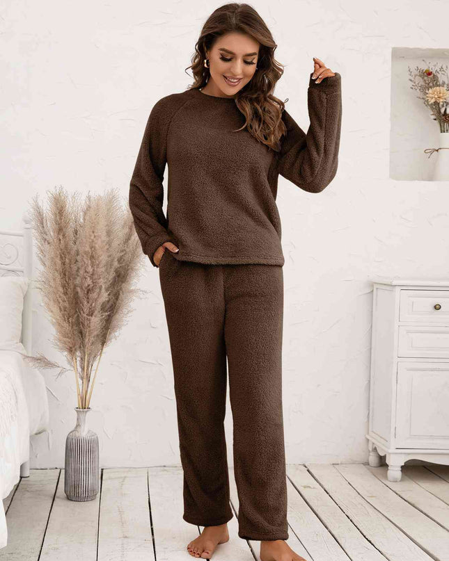 Teddy Long Sleeve Top and Pants Lounge Set