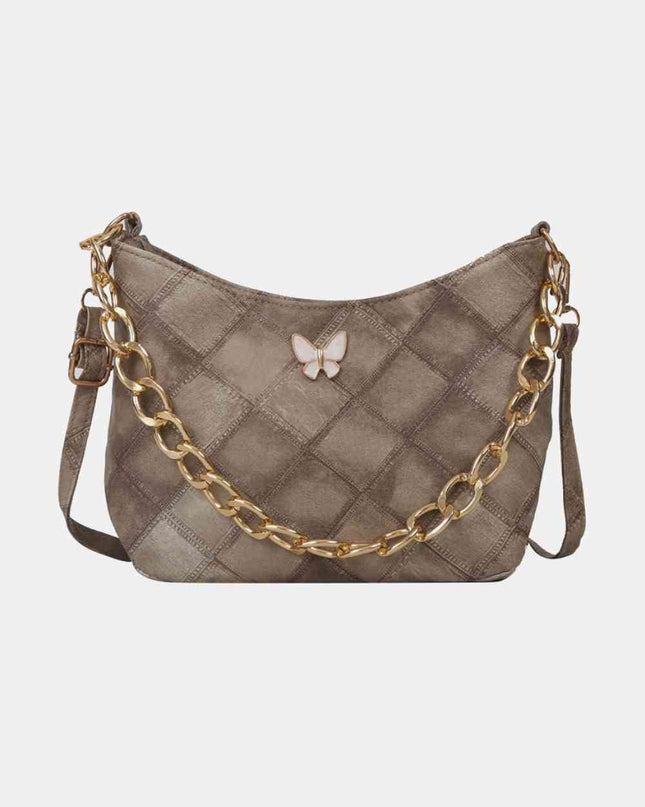 Butterfly Decor PU Leather Shoulder Bag