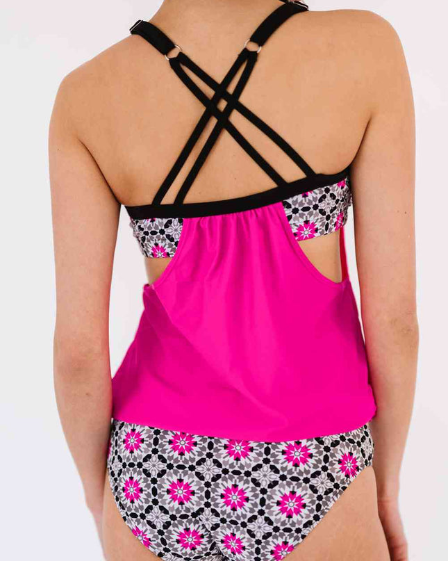 Cutout Crisscross Back Tankini Set