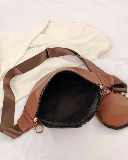 PU Leather Sling Bag with Small Purse
