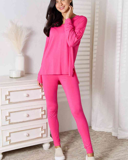 Basic Bae Full Size V-Neck Soft Rayon Long Sleeve Top and Pants Lounge Set