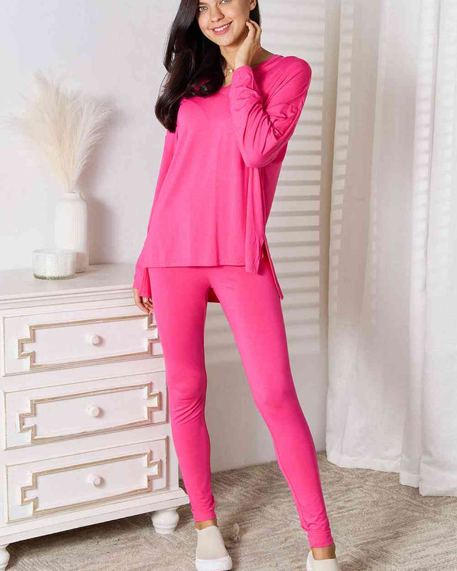 Basic Bae Full Size V-Neck Soft Rayon Long Sleeve Top and Pants Lounge Set