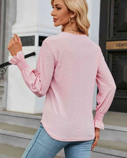 V-Neck Flounce Sleeve Blouse